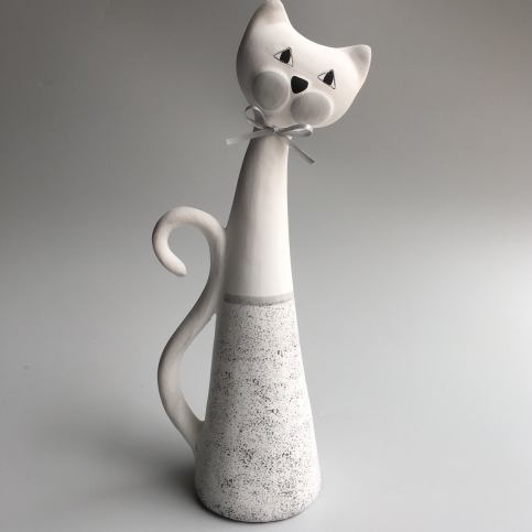 Keramika Andreas® Kočka velká - bílá mramorová - Keramika Andreas