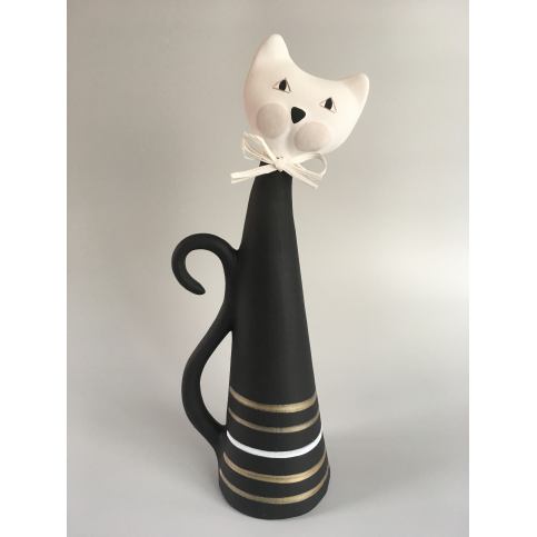 Keramika Andreas® Kočka velká - černobílá se zlatou - Keramika Andreas