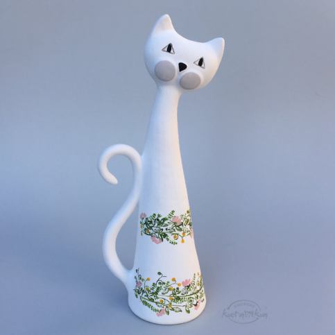 Keramika Andreas® Kočka velká - květovaná - Keramika Andreas