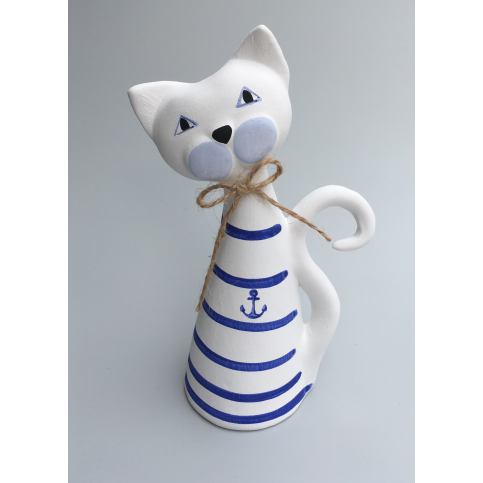 Keramika Andreas® Kočka malá - modré proužky - Keramika Andreas
