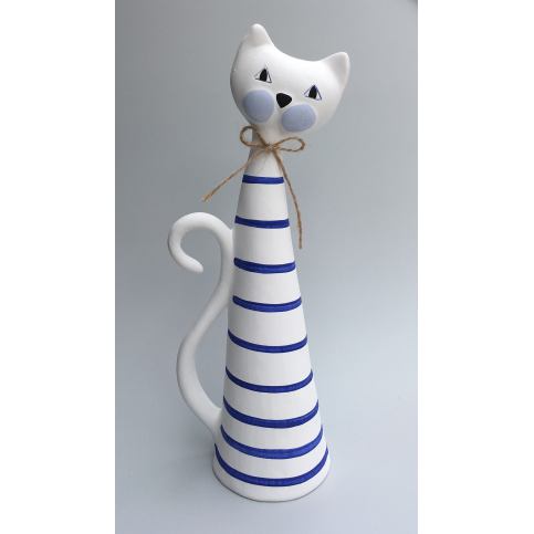 Keramika Andreas® Kočka velká - modré proužky - Keramika Andreas