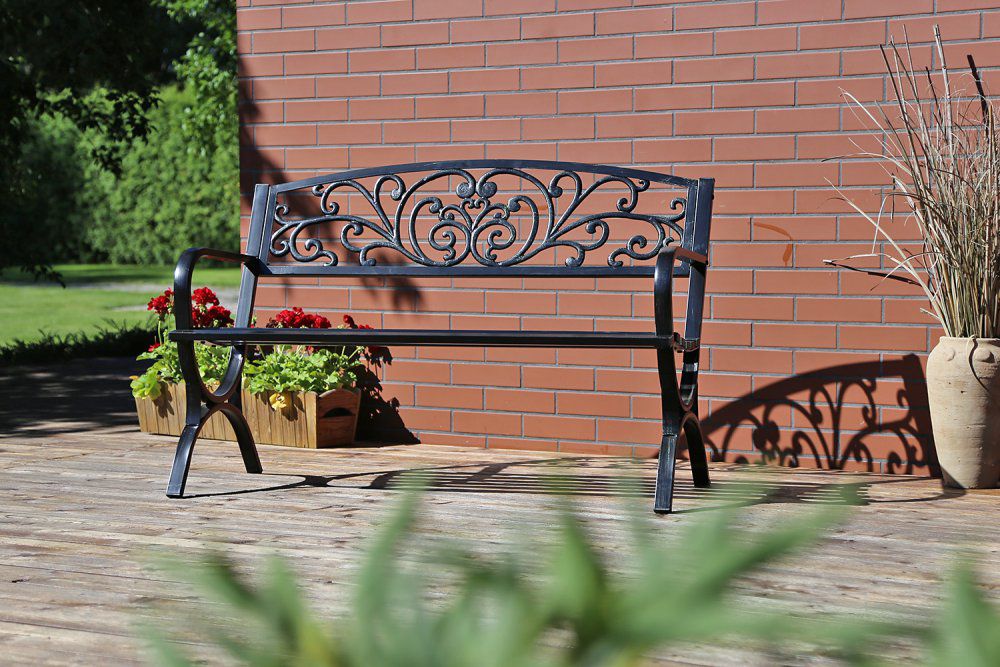 Zahradní lavička s patinou ocel / litina - DEKORHOME.CZ