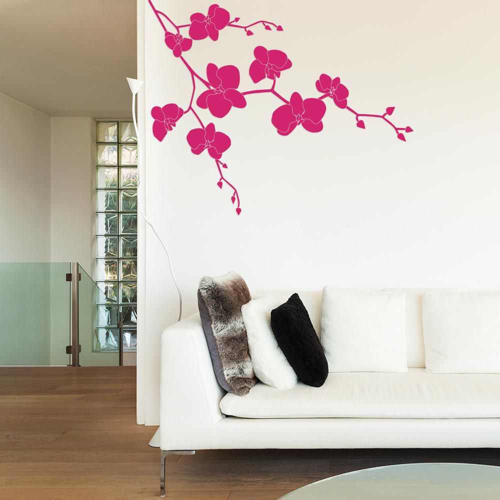 GLIX Květinová dekorace II. -samolepka na zeď Růžová 75 x 60 cm - GLIX DECO s.r.o.