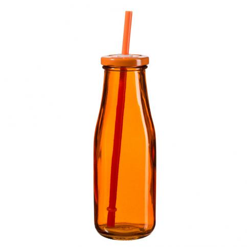 Tmavě oranžová lahev s víčkem a brčkem SUMMER FUN II BUNT, 440 ml - Bonami.cz