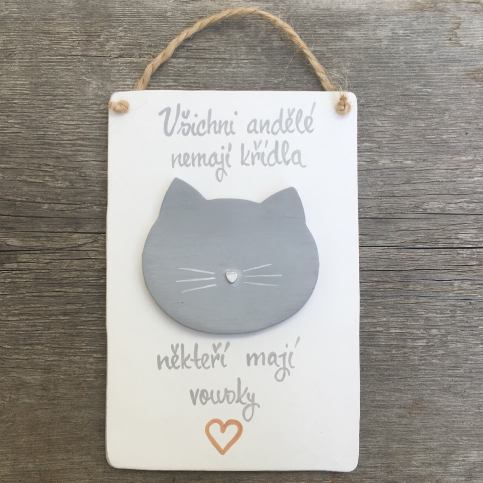 Kočičí cedulka - Kočky andělé - Keramika Andreas
