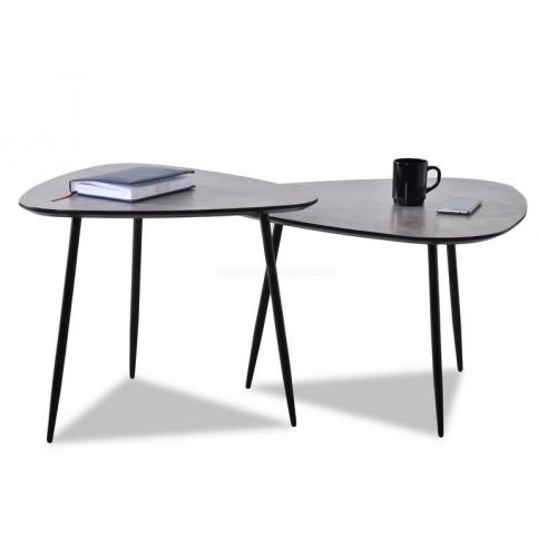 design4life Komplet stolků  COLOF S + XL beton-černá - Design4life