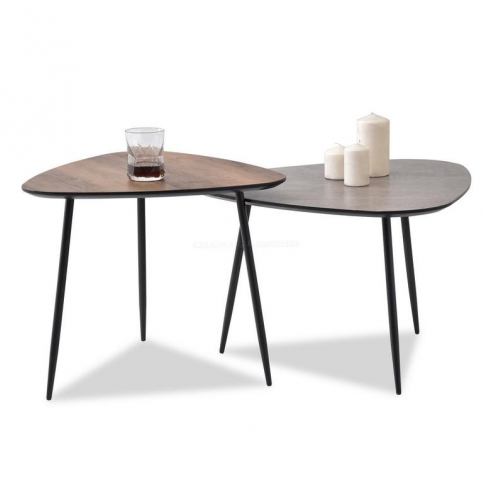 design4life Komplet stolků COLOF XL beton + COLOF S ořech - Design4life