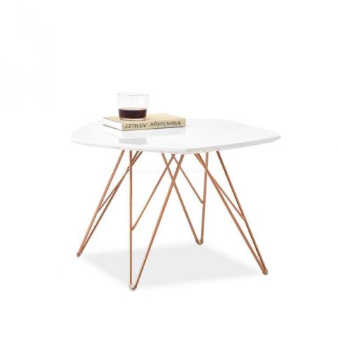design4life Konferenční stolek PETRAS S bílá-měď - Design4life