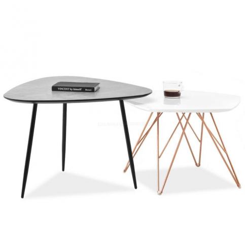 design4life Sestava stolků PETRAS měď-bílá + COLOF černá-beton - Design4life