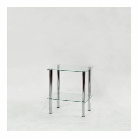 Výprodej Regál, s dvěma poličkami, chrom + čiré sklo, FREDDY - Design4life