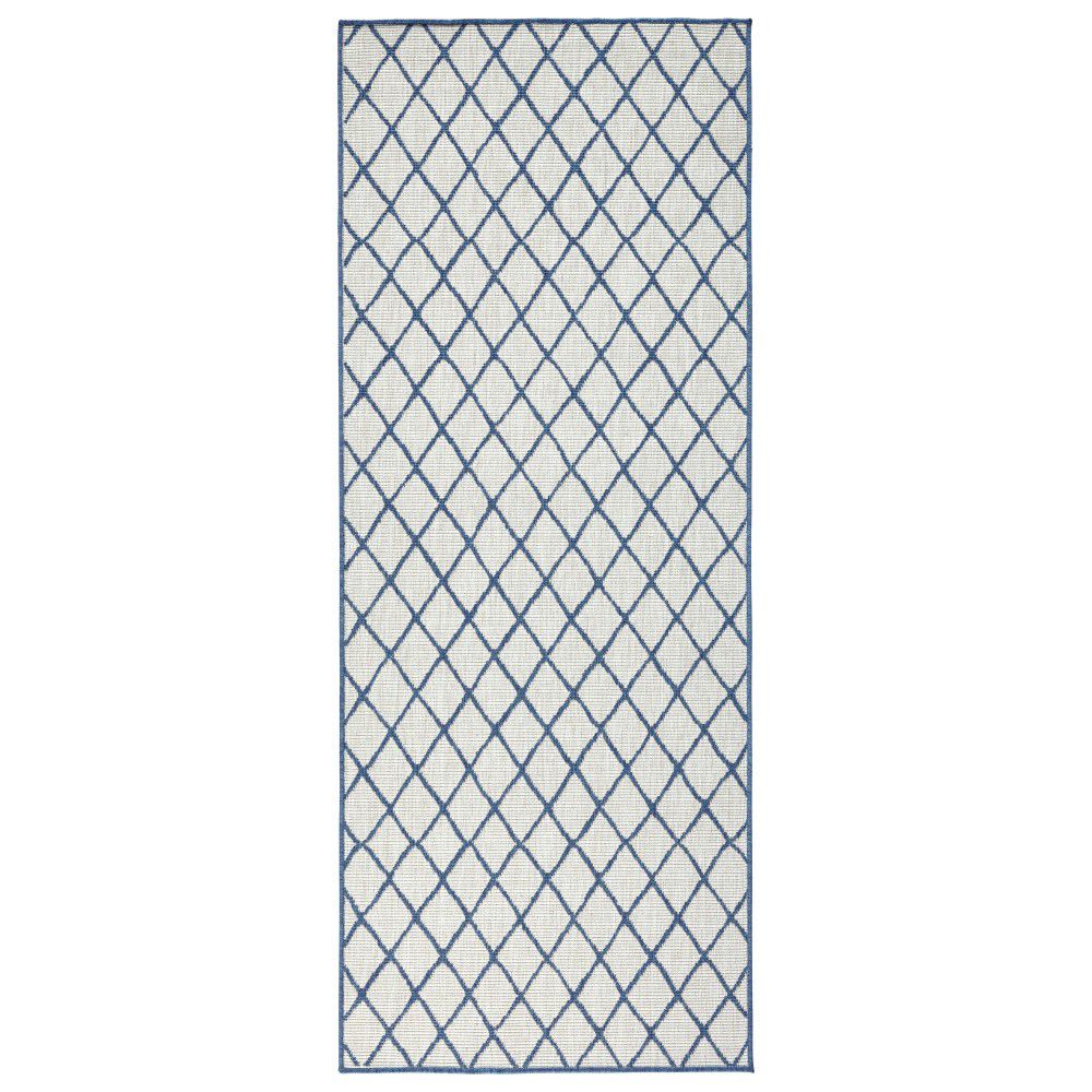 Modro-krémový venkovní koberec NORTHRUGS Malaga, 80 x 250 cm - Bonami.cz