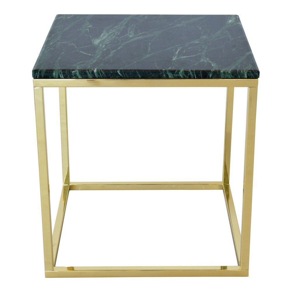 Odkládací stolek s podnožím ve zlaté barvě a zelenou mramorovou deskou RGE Accent - Bonami.cz