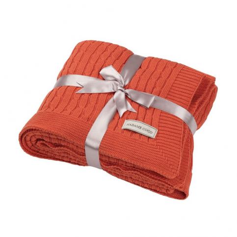 Oranžová bavlněná deka Knitty, 130 x 170 cm - Bonami.cz