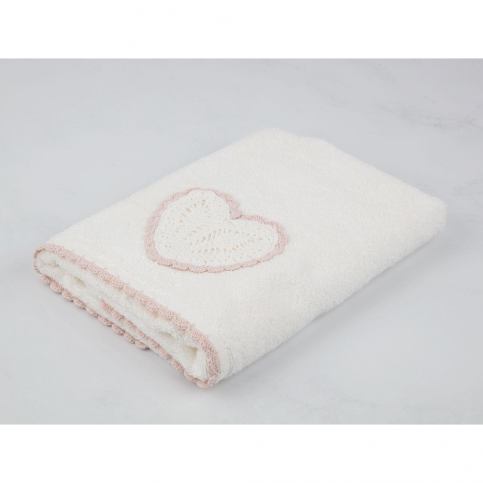 Krémově bílý bavlněný ručník k umyvadlu Madame Coco Heart, 50 x 76 cm - Bonami.cz