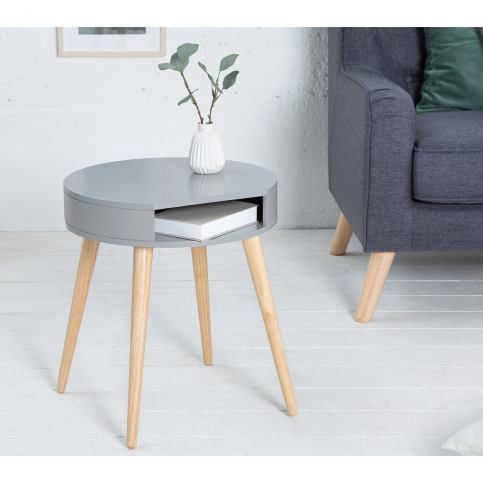 INV Noční stolek Epsi kruh, šedá dub - Design4life