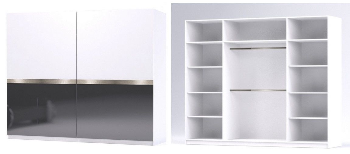 Casarredo Šatní skříň GLOSSY varianta 4 bílá/grafit lesk - ATAN Nábytek