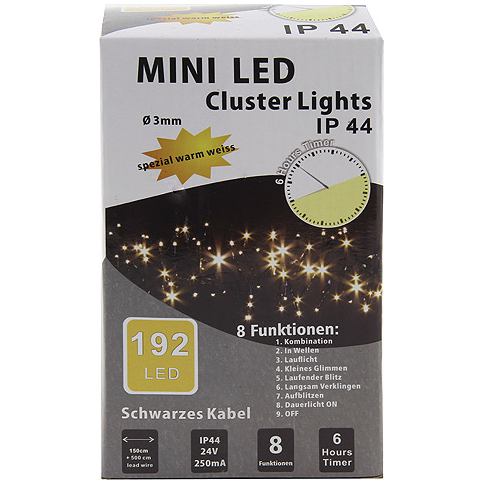 Vánoční řetěz Idena 192x LED dioda, celková délka 1,5m, teplé bílé světlo - M DUM.cz