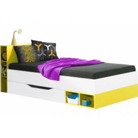 Mládežnická postel 90x200 Mobi MO18 Bílý / žlutý