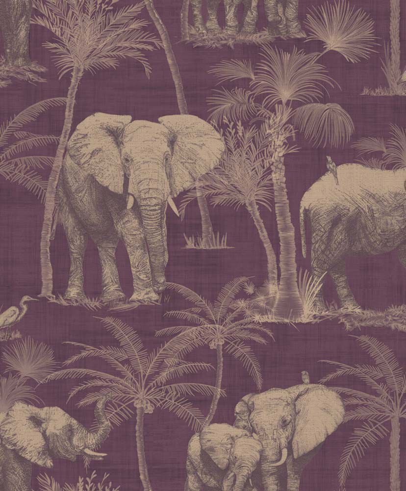Arthouse Tapeta na zeď - Arthouse Elephant Grove Elephant Grove Aubergine - GLIX DECO s.r.o.