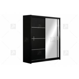 Skříň s posuvnými dveřmi se zrcadlem Vista 150 cm Černý mat