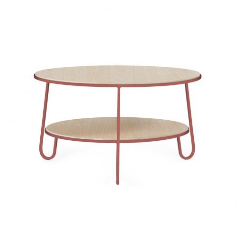 Konferenční stolek s růžovou kovovou konstrukcí HARTÔ Eugénie, ⌀ 70 cm - Bonami.cz