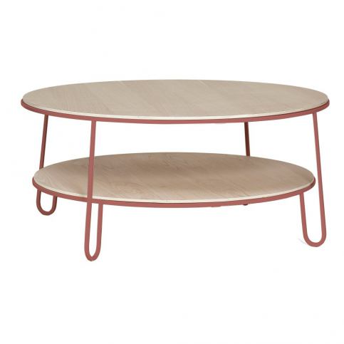 Konferenční stolek s růžovou kovovou konstrukcí HARTÔ Eugénie, ⌀ 90 cm - Bonami.cz
