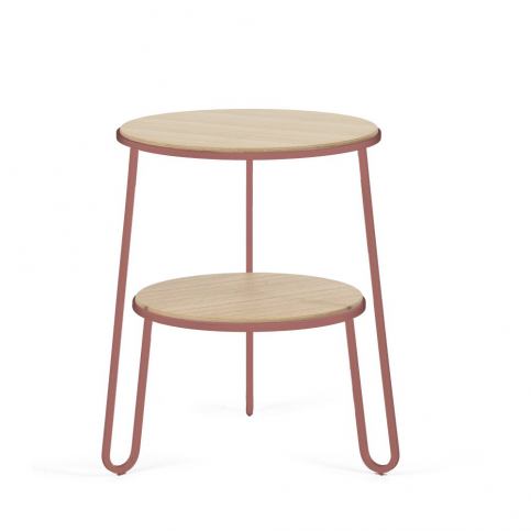 Odkládací stolek s růžovou kovovou konstrukcí HARTÔ Anatole, ⌀ 40 cm - Bonami.cz