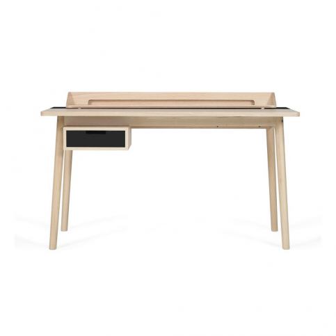 Pracovní stůl z dubového dřeva s černou zásuvkou HARTÔ Honoré, 140 x 70 cm - Bonami.cz