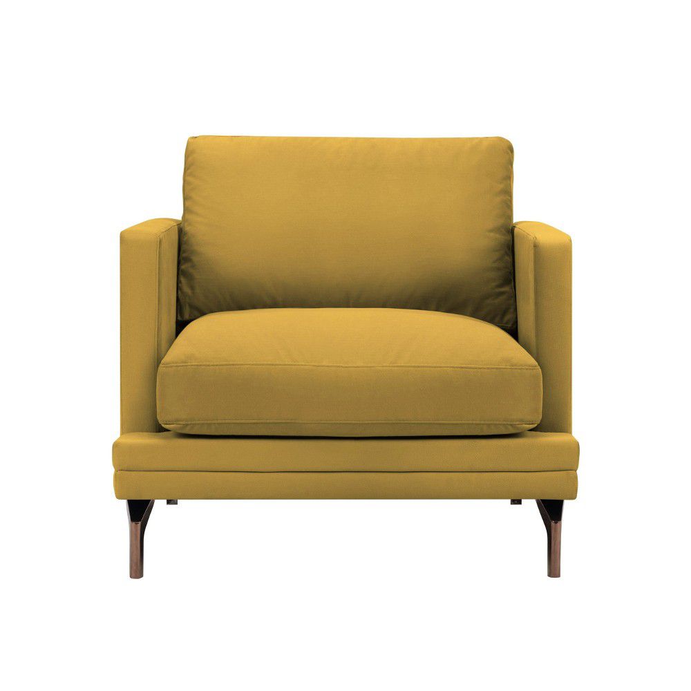 Žluté křeslo s podnožím ve zlaté barvě Windsor & Co Sofas Jupiter - Bonami.cz