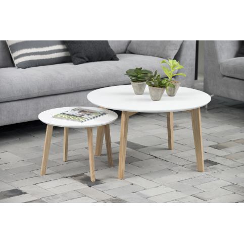 Konferenční stolek bílý 80 cm Molina šedý - Nábytek aldo - NE