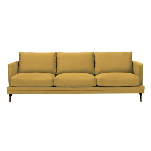 Žlutá trojmístná pohovka s podnožím ve zlaté barvě Windsor & Co Sofas Jupiter - Bonami.cz