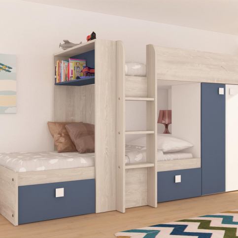 Patrová postel pro dvě děti Bo1 - modrá - Nábytek aldo - NE