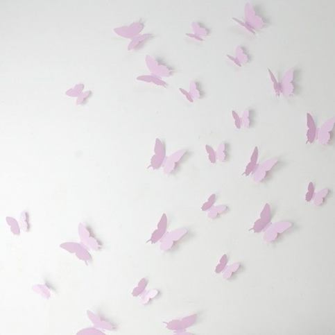 Sada 12 růžových 3D samolepek Ambiance Butterflies - Favi.cz