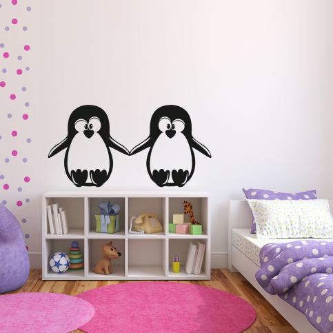 Samolepka na zeď - Dva tučňáci (60x30 cm) - PopyDesign - Popydesign