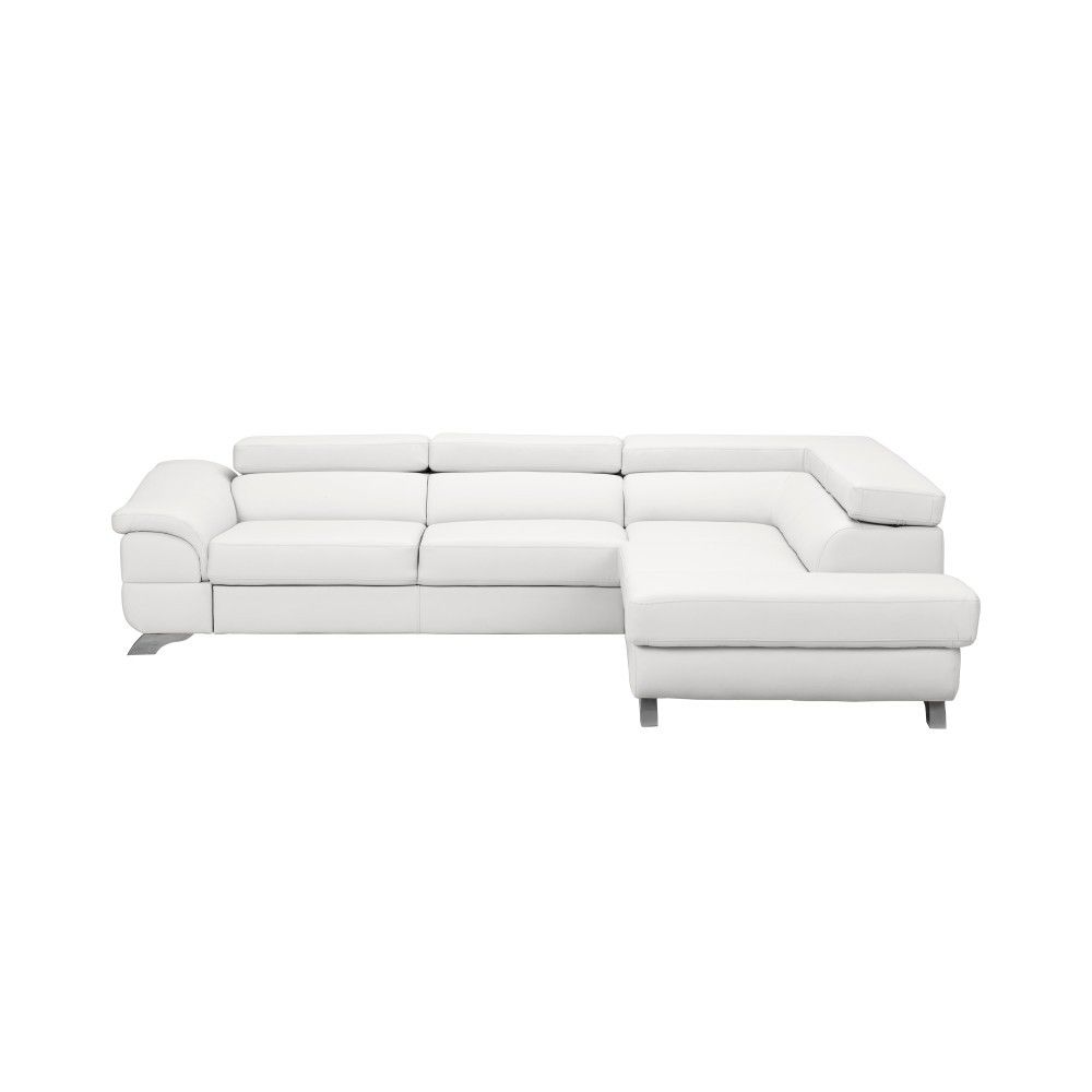 Bílá kožená rozkládací rohová pohovka s úložným prostorem Windsor & Co Sofas Gamma, pravý roh - Bonami.cz
