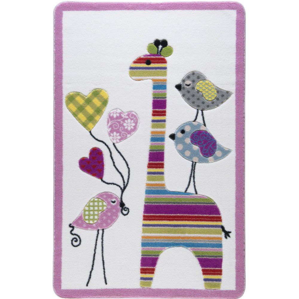 Dětský růžový koberec Confetti Giraffe, 133 x 190 cm - Bonami.cz