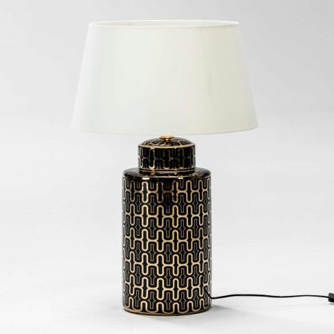 Černo-zlatá stolní lampa z keramiky bez stínítka Thai Natura Silvia - Bonami.cz