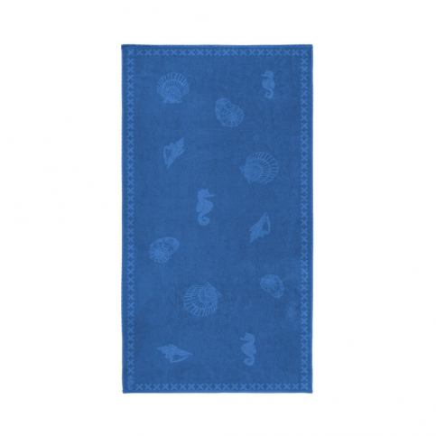 Modrá bavlněná osuška Seahorse Shells, 200 x 100 cm - Bonami.cz