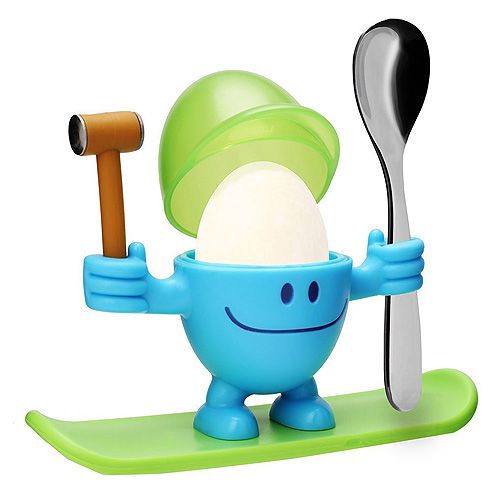Zeleno-modrý stojánek na vajíčko s lžičkou WMF Cromargan® Mc Egg - Chefshop.cz