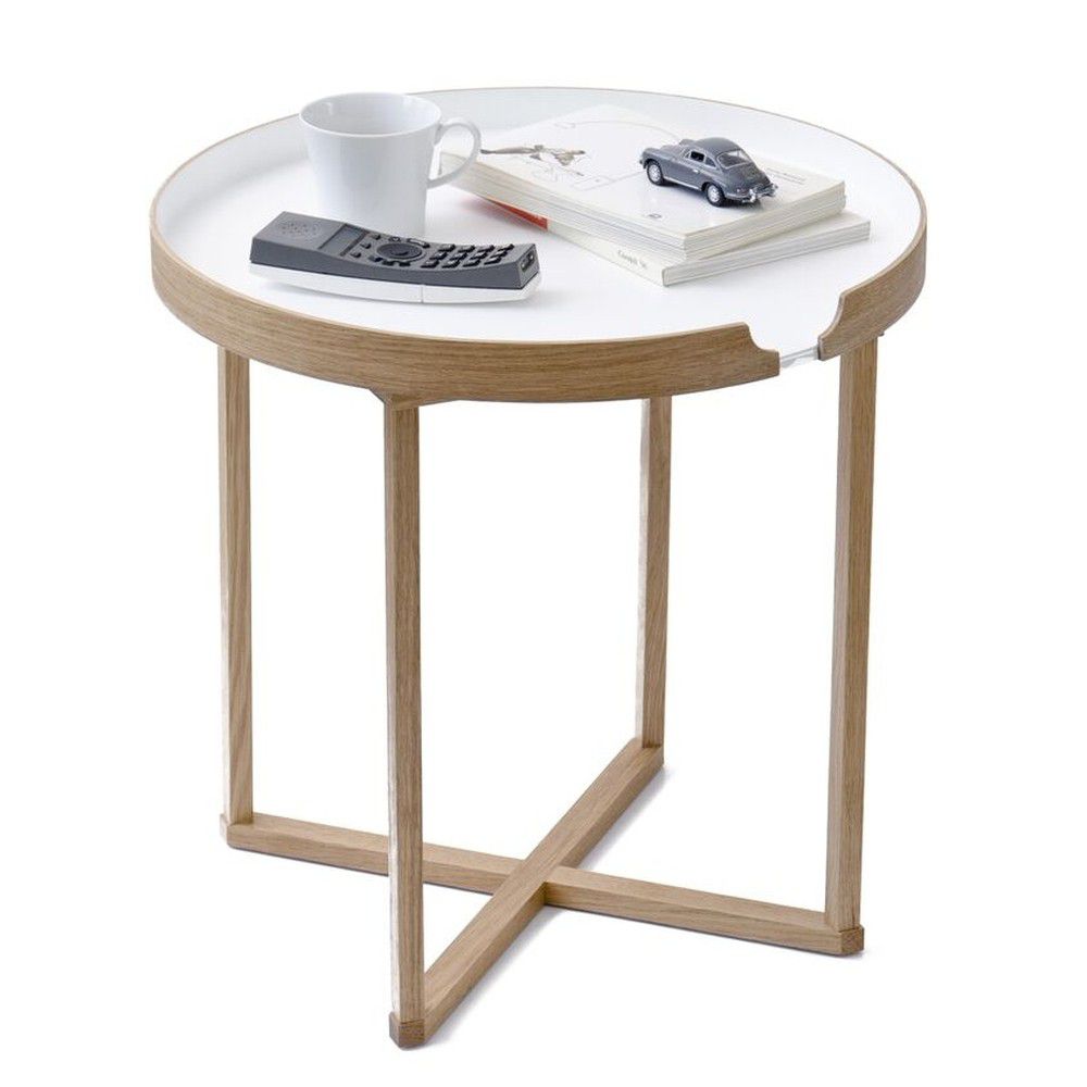Bílý odkládací stolek z dubového dřeva s odnímatelnou deskou Wireworks Damieh, 45 x 45 cm - Bonami.cz