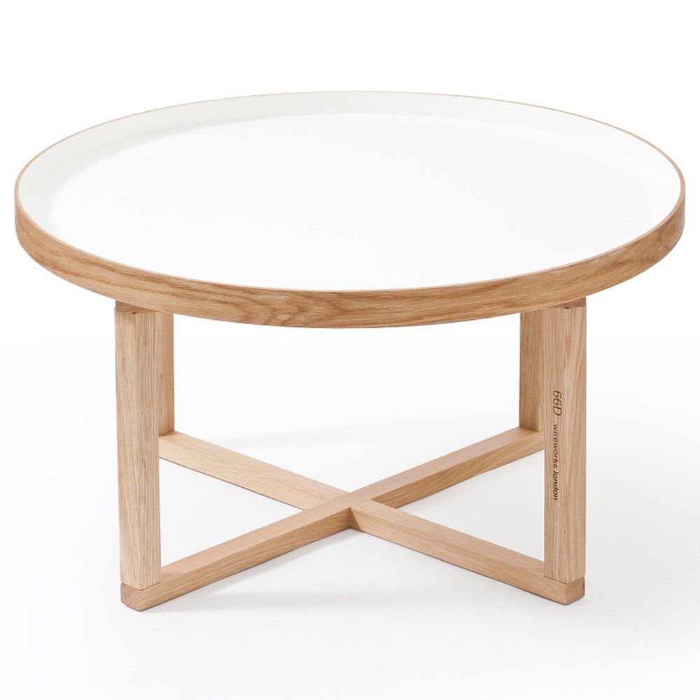 Kulatý stolek s bílou deskou z dubového dřeva Wireworks Round, Ø 66 cm - Bonami.cz