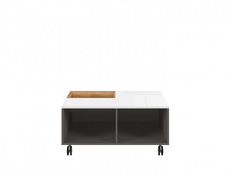 Graphic II konferenční stolek,šedý wolfram/bílý vysoký lesk/přírodní dub - Nábytek Natali s.r.o.