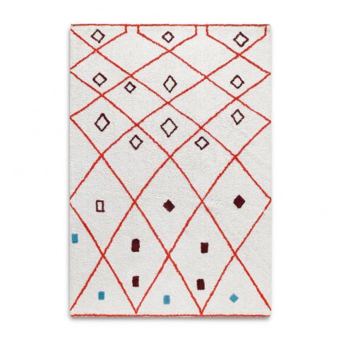 Bílo-červený ručně tkaný koberec z bavlny HF Living Morocco, 140 x 200 cm - Bonami.cz