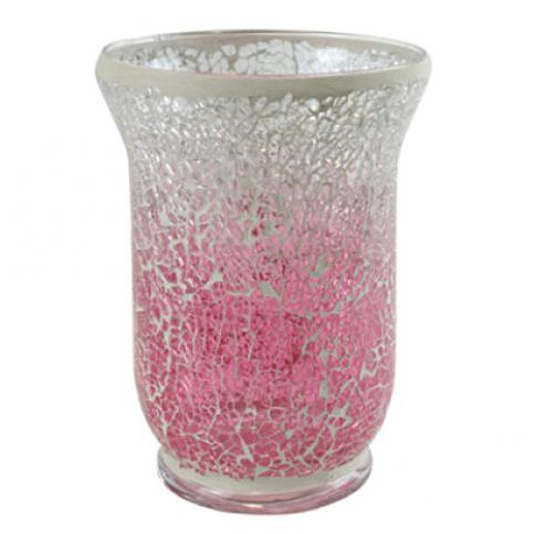 Svícen Yankee Candle Skleněný, růžovo-bílá mozaika, tvar vázy - M DUM.cz