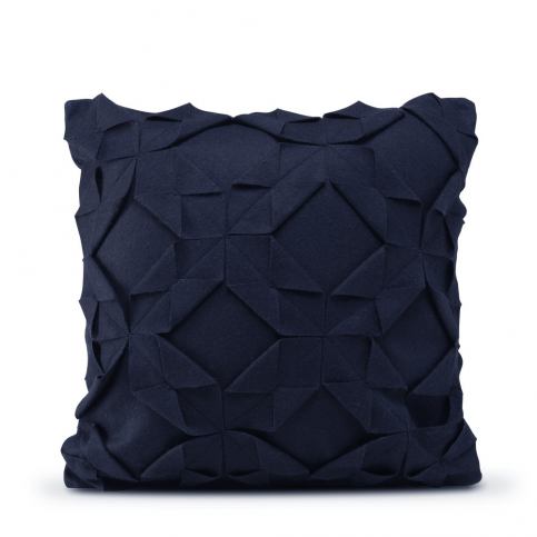 Tmavě modrý vlněný povlak na polštář HF Living Felt Origami, 50 x 50 cm - Bonami.cz