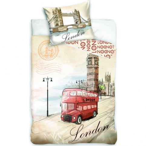 Jerry Fabrics Bavlněné povlečení London bus, 140 x 200 cm, 70 x 90 cm - 4home.cz
