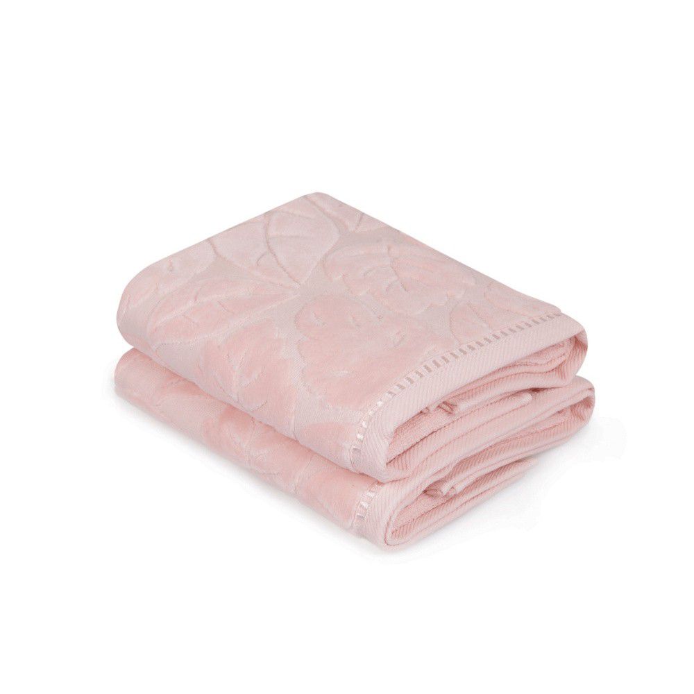 Sada 2 pudrově růžových ručníků z bavlněného saténu Madame Coco Velver, 50 x 90 m - Bonami.cz