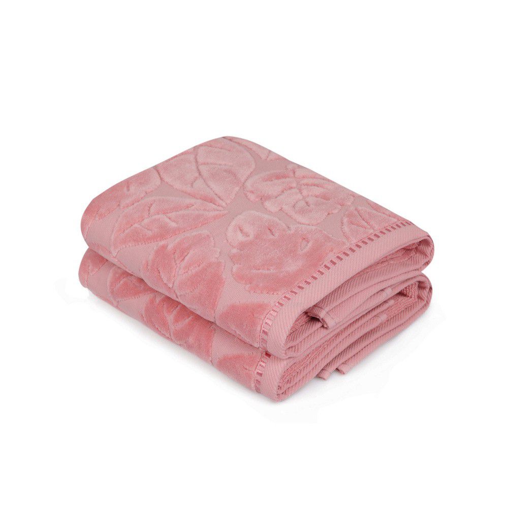 Sada 2 růžových ručníků Madame Coco Velver, 50 x 90 cm - Bonami.cz
