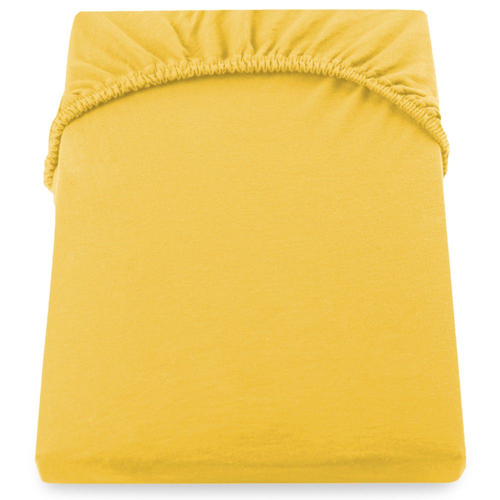 Bavlněné jersey prostěradlo s gumou DecoKing Nephrite žluté, velikost 200-220x200+30 - Bonami.cz