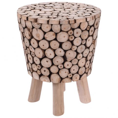Taburet z přírodního týkového dřeva - stolička, opěrka nohou Home Styling Collection - EMAKO.CZ s.r.o.